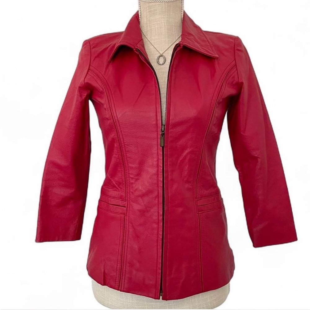 Vintage 90s Junction West Cherry Red 🍒 Leather jacket
